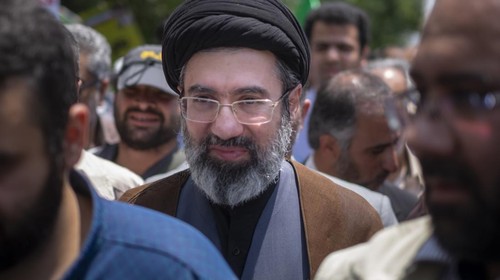 May 31, 2019 file photo shows, Son of Irans Supreme Leader Ayatollah Ali Khamenei, Mojtaba Khamenei, attends a demonstration to mark Jerusalem day in Tehran. (Photo by Morteza Nikoubazl/NurPhoto via Getty Images)