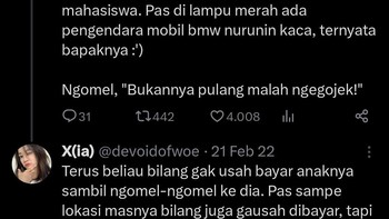 Kayaknya dia cuma pengen dapet bintang lima biar ratingnya tinggi terus. Foto: X/devoifofwoe  