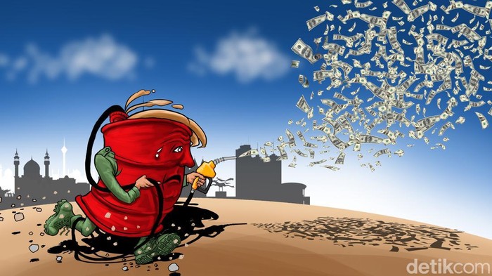 Ilustrasi harga minyak dunia dan nilai tukar Dolar Amerika Serikat melonjak