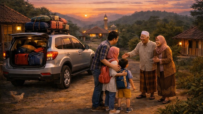Ilustrasi mudik (Chat GPT).