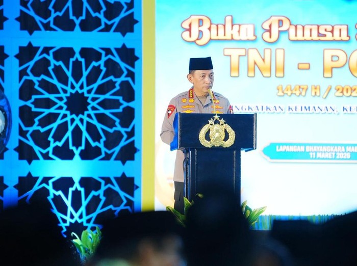 Kapolri Jenderal Listyo Sigit Prabowo dalam acara buka puasa bersama TNI-Polri. (Dok. Polri)