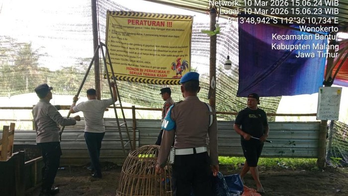 Polisi mendatangi lokasi arena sabung ayam di Malang