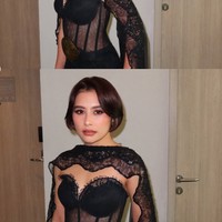 Gaun tersebut juga dihiasi detail lace yang menambah kesan feminin dan elegan, sekaligus memberi tekstur menarik pada keseluruhan outfit. Foto: Instagram/@prillylatuconsina96