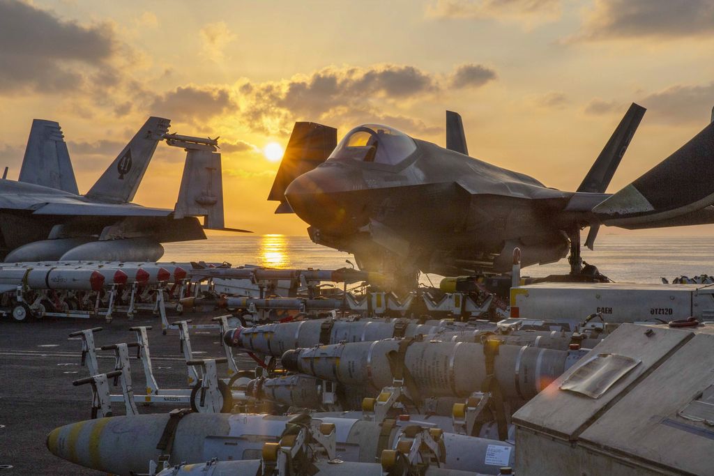 An F-35C Lightning II, attached to Marine Fighter Attack Squadron (VMFA) 314, is staged for flight operations on the flight deck of Nimitz-class aircraft carrier USS Abraham Lincoln (CVN 72) in support of Operation Epic Fury, Mar. 3, 2026. (U.S. Navy photo)