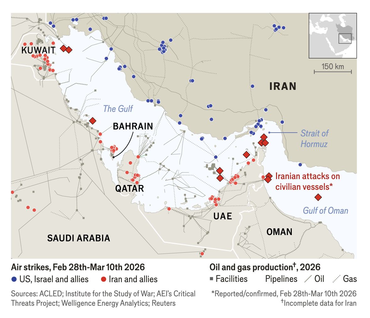 ACLED; Institute for the Study of War; AEI’s Critical

Threats Project; Welligence Energy Analytics; Reuters