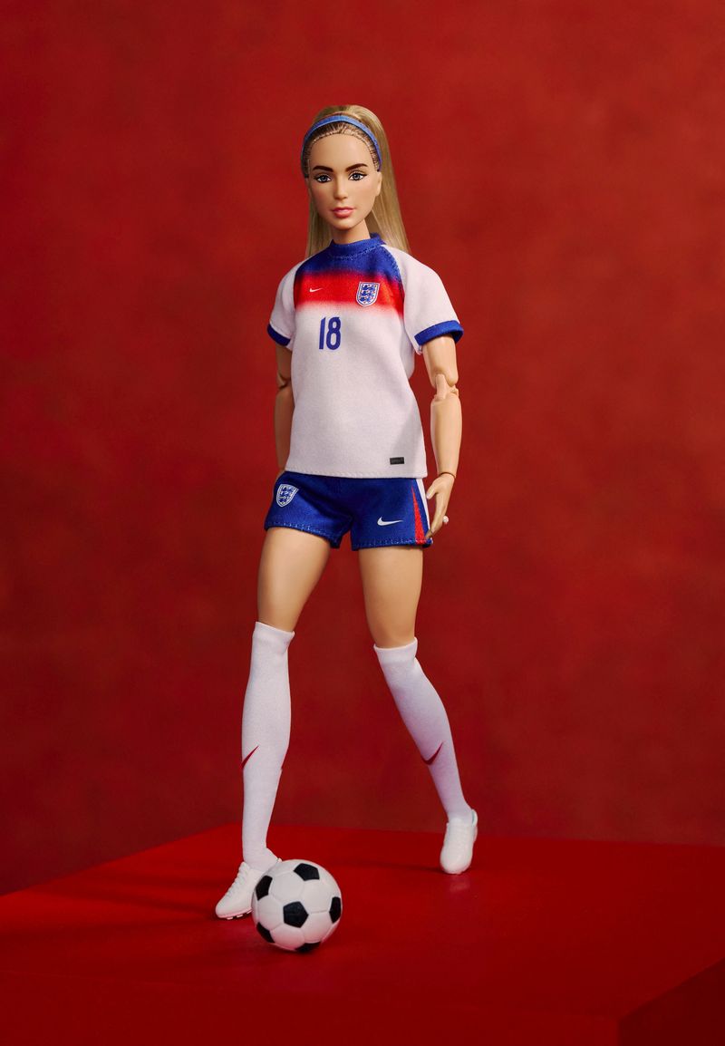 Soccer Football - England football star Chloe Kelly honoured with her very own Barbie doll - London, Britain - February 19, 2026 General view of England football star Chloe Kelly's Barbie doll Mattel/Handout via REUTERS THIS IMAGE HAS BEEN SUPPLIED BY A THIRD PARTY