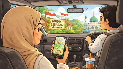 Ilustrasi aplikasi yang membantu perjalanan mudik. (ChatGPT)