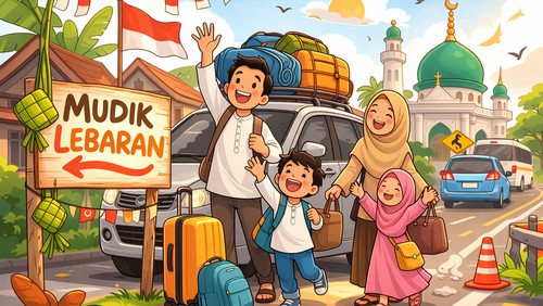 Ilustrasi mudik. (ChatGPT)