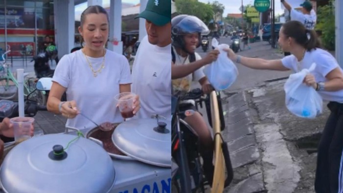 Jennifer Bachdim borong burjo dan berbagi takjil