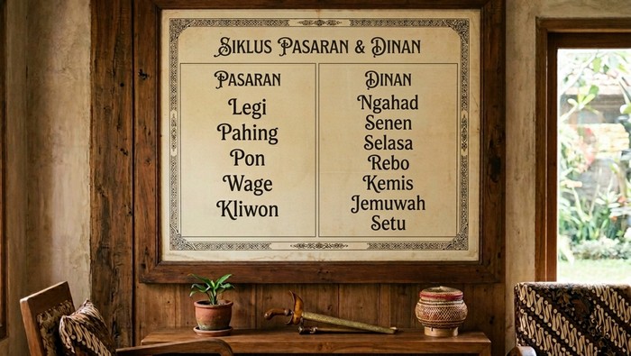 Kalender Jawa dengan siklus pasaran dan dinan