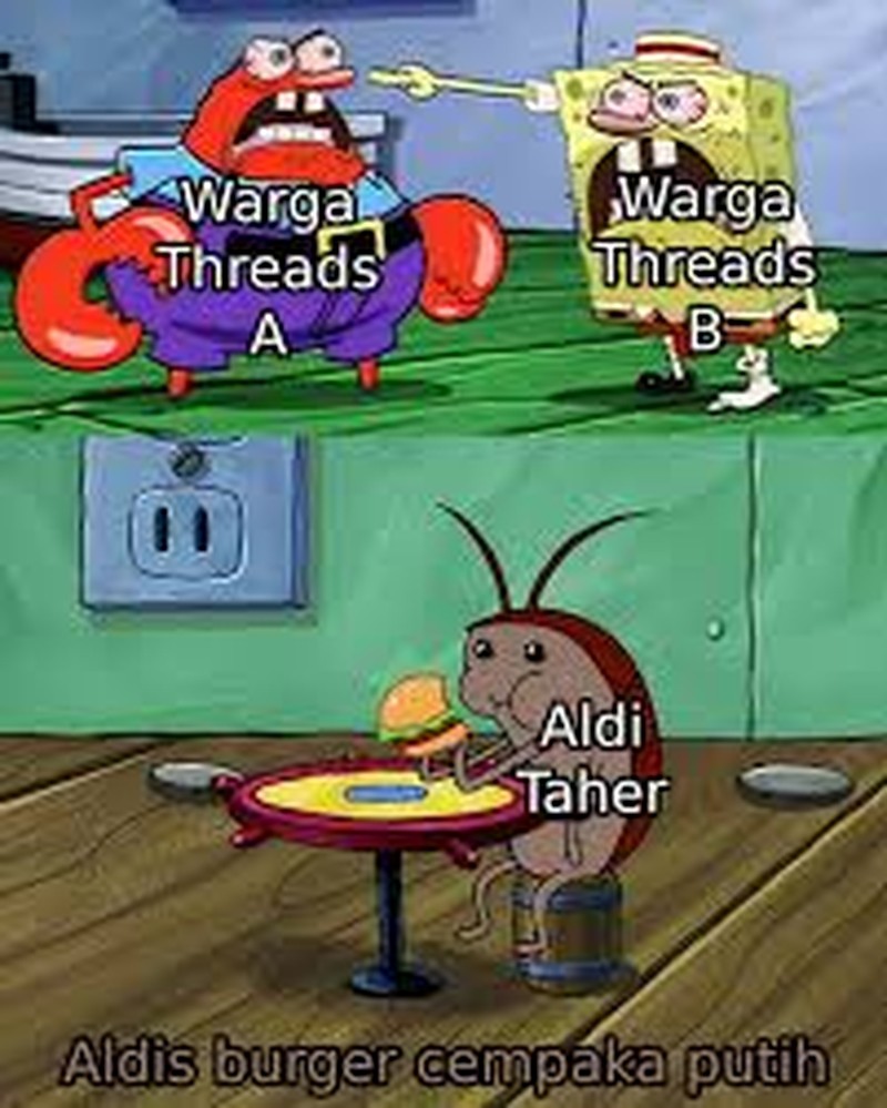 Aldi Taher mempromosikan jualan burger miliknya hingga spam di berbagai postingan di media sosial. Memenya pun bertebaran.