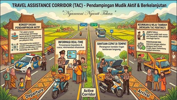 Polda Jateng meluncurkan Travel Assistance Corridor (TAC) untuk mudik Lebaran 2026. Berbagai inovasi layanan hadir membantu kelancaran dan keamanan mudik.