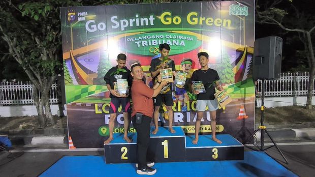 Polda Riau menggelar balap lari 'Go Sprint Go Green' untuk mencegah tawuran di bulan Ramadan, Rabu (11/3/20206).