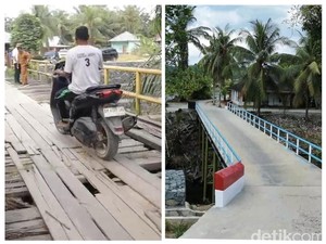Potret Before-After Jembatan di Kampar Riau yang Akan Diresmikan Kapolri