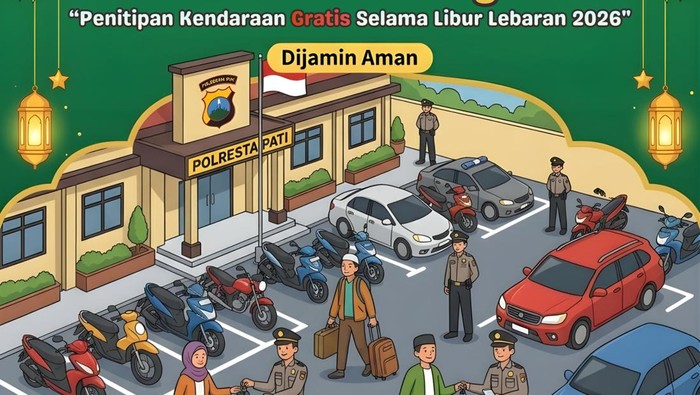 Warga Pati pergi mudik atau berlibur bisa titip kendaraan gratis di Polresta Pati.