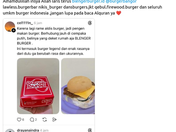 Promosi Aldi’s Burger, Aldi Taher Justru Puji Burger Kompetitor!