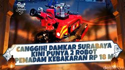 Video: Canggih! Damkar Surabaya Kini Punya 2 Robot Pemadam Kebakaran Rp 18 M