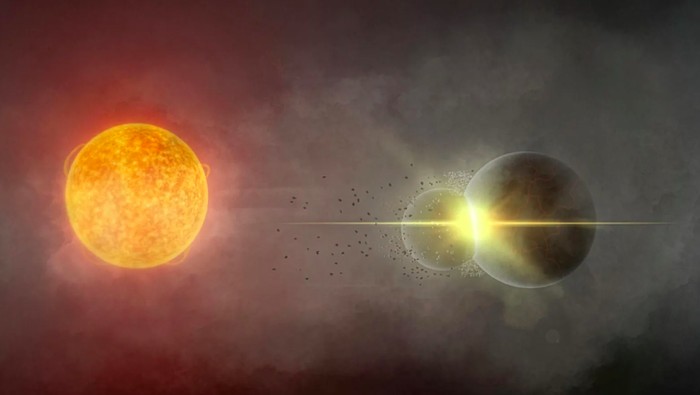 Para astronom menduga mereka baru saja menyaksikan peristiwa kosmik yang sangat langka, dua planet bertabrakan di sistem bintang yang jauh dari Bumi.