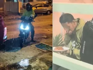 Haru! Sopir Ojol Ini Diajak Buka Puasa saat Antar Makanan Pelanggan
