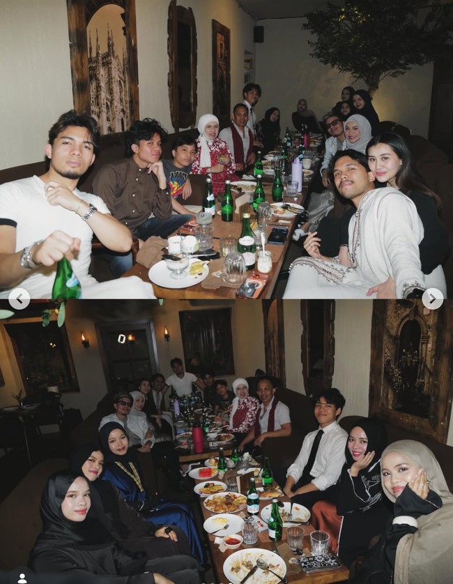Keluarga Gen Halilintar baru saja menggelar acara buka puasa bersama. Tak hanya dihadiri oleh anak-anaknya, kedua menantu Gen Halilintar, Aurel Hermansyah dan Aaliyah Massaid juga terlihat hadir. Foto: Instagram