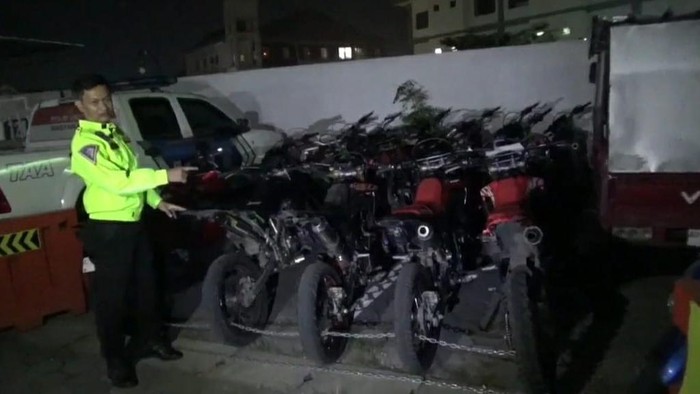 Motor trail knalpot brong diamankan Sat Lantas Polres Klaten.