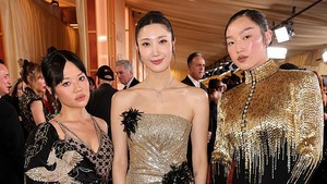 Rei Ami, EJAE, dan Audrey Nuna di karpet merah Oscar 2026. (Foto: Getty Images)