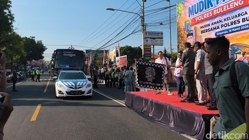 Pelepasan mudik gatis Polres Buleleng, Senin (16/3/2026).