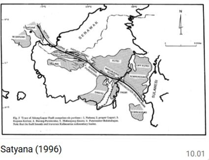 Peta Sesa Adang di Kalimantan. (Dok. Pakar Geologi Awang H. Satyana melalui Daryono-anggota Pusat Studi Gempa Nasional (PUSGEN))
