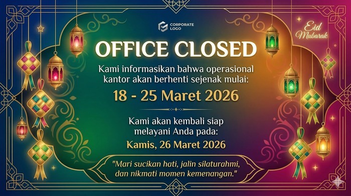 Ilustrasi contoh pengumuman libur Lebaran 2026