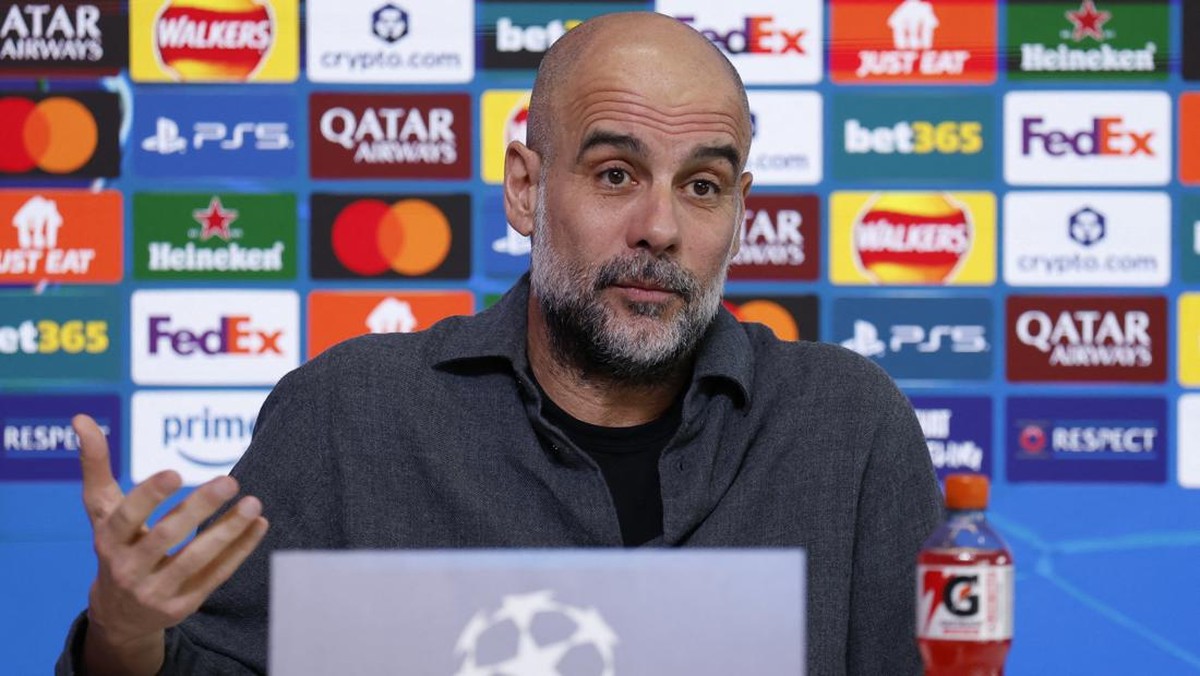 Pep Guardiola dalam konferensi pers jelang leg kedua 16 besar Liga Champions. (Foto: Action Images via Reuters/Jason Cairnduff)
