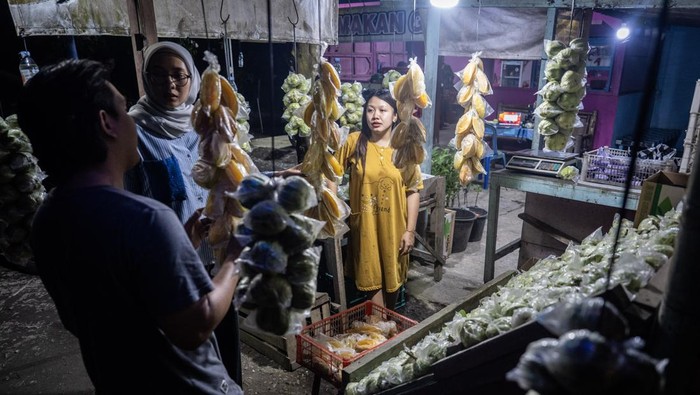 Pedagang melayani pembeli buah jambu kristal di jalur jalan Pantai Selatan (Pansela), Purworejo, Jawa Tengah, Selasa (17/3/2026). Buah jambu kristal yang dijual dengan harga Rp15 ribu per kilogram tersebut menjadi salah satu oleh-oleh favorit bagi pengguna jakan yang melintas di jalur Pansela, terutama saat arus mudik Lebaran dengan penjualan meningkat dari sekitar 30 kilogram per hari pada hari biasa menjadi lebih dari 50 kilogram per harinya. ANTARA FOTO/Bayu Pratama S/foc.