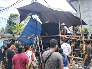 Duh! Ogoh-Ogoh di Tabanan Terbakar Saat Hari Pengerupukan