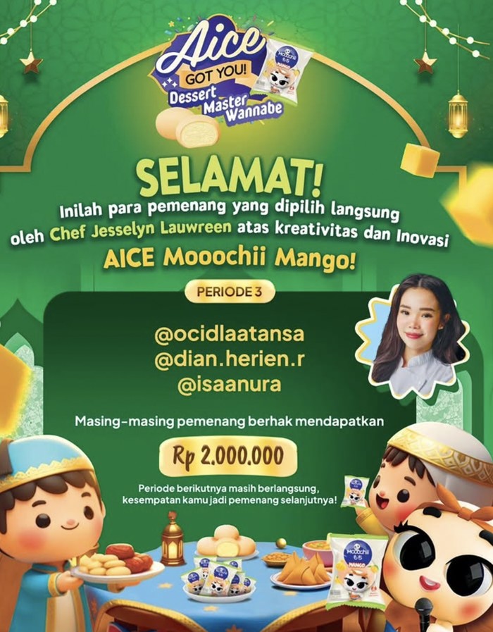 Selamat! Ini 3 Pemenang Dessert Master Wannabe ‘Aice Got You!’ Periode 3