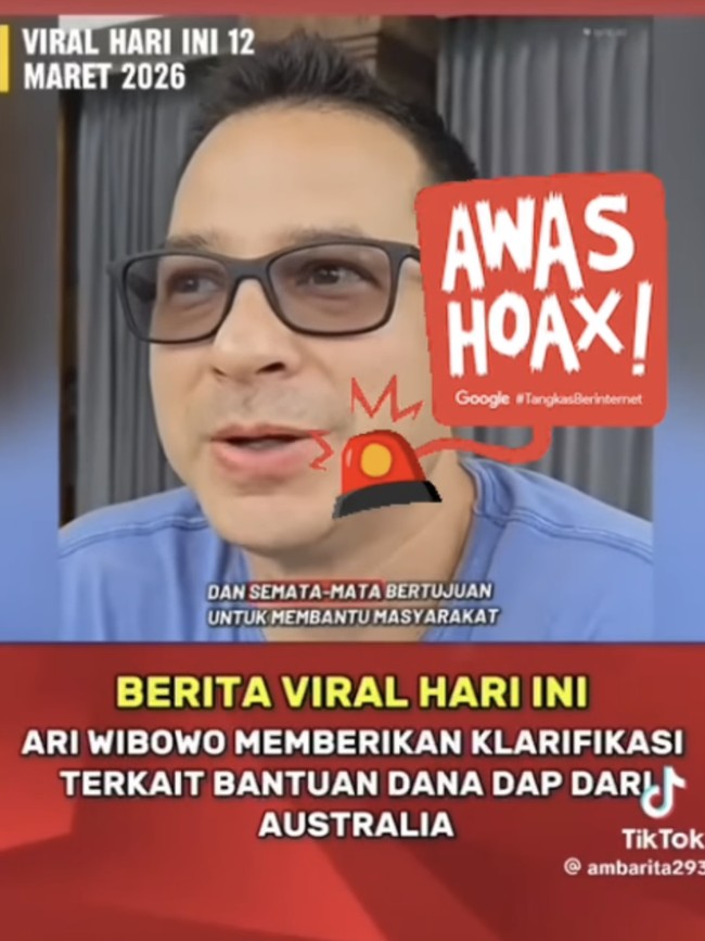 Hoaks! Ari Wibowo Bantah Terima Dana DAP dari Australia