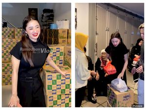 Dewi Perssik Bagi-bagi Sembako di Rumah Jakarta, Warga Antre Panjang!