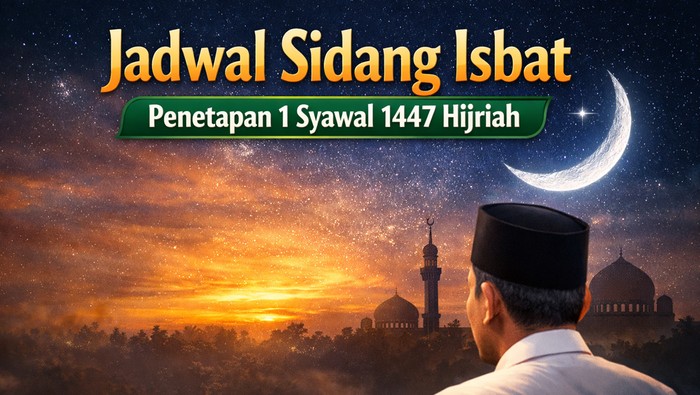 Ilustrasi jadwal sidang isbat penetapan 1 Syawal 1447 Hijriah.