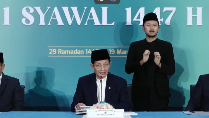 Konferensi pers hasil sidang isbat 1 Syawal 1447 H.
