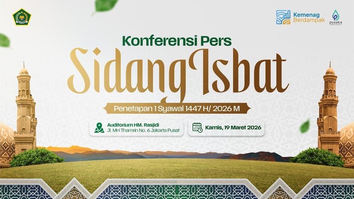 Pengumuman hasil sidang isbat Lebaran 2026 oleh Kemenag RI.