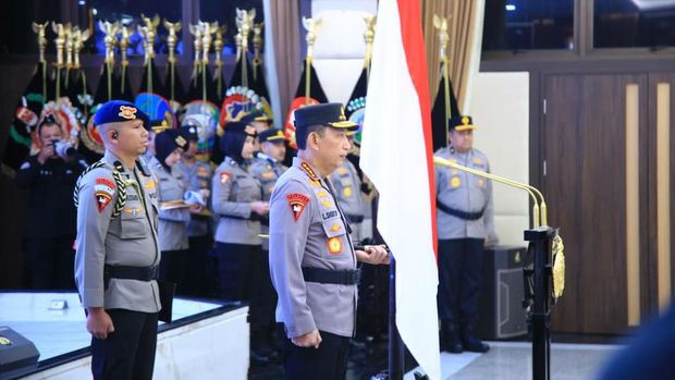 Korps rapor kenaikan pangkat 47 perwira tinggi Polri pada Kamis (!9/3/2026).