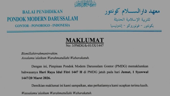 Maklumat lebaran Ponpes Gontor Ponorogo