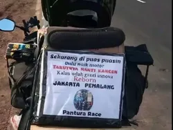 Pesan Kocak Pemotor Mudik Lebaran, Bikin Ngakak!