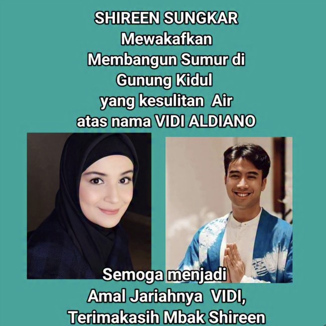 Shireen Sungkar Wakafkan Sumur Atas Nama Vidi Aldiano
