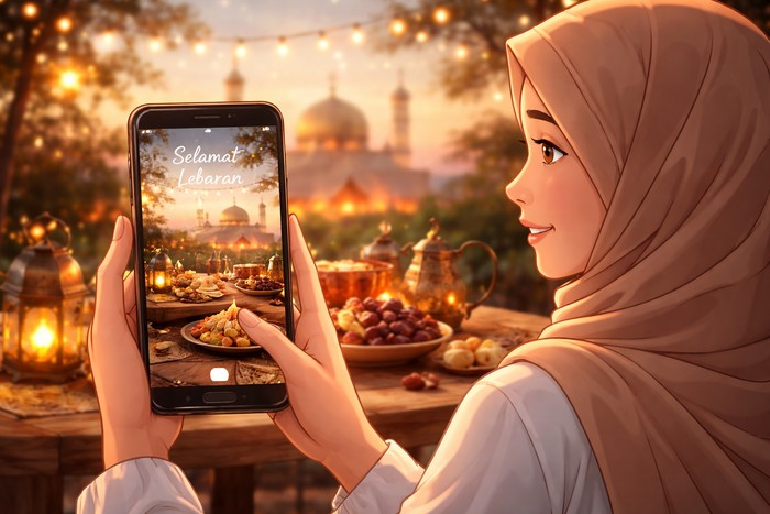 Ilustrasi ucapan selamat Lebaran Idul Fitri.