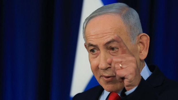 IRAN-CRISIS/ISRAEL-NETANYAHU Perdana Menteri Israel Benjamin Netanyahu berbicara dalam konferensi pers, di tengah konflik AS-Israel dengan Iran, di Yerusalem, 19 Maret 2026. REUTERS/Ronen Zvulun/Pool