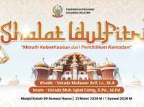 Pemprov Sulsel Pusatkan Salat Idul Fitri di Masjid 99 Kubah Makassar Besok