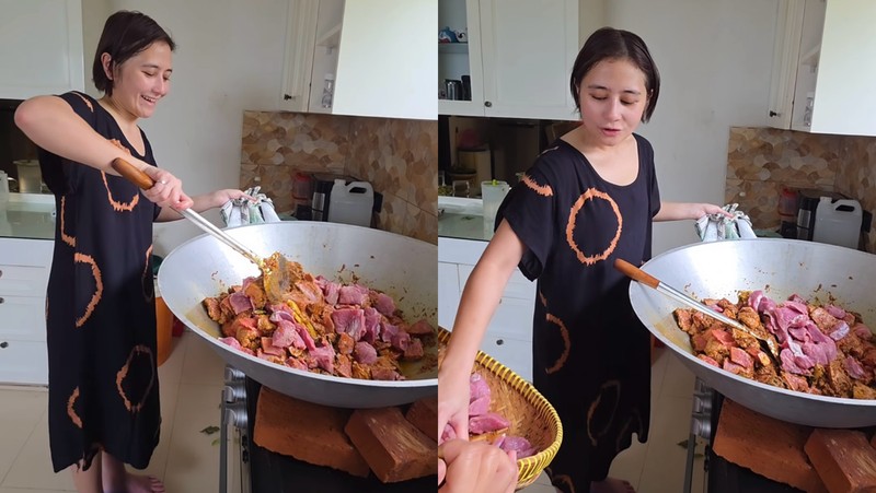 Tak Pernah Absen, Prilly Latuconsina Masak Rendang Lebaran untuk Keluarga
