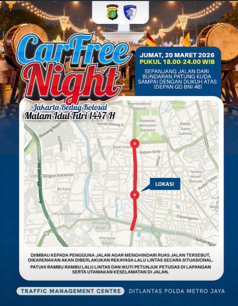 Rute Car Free Night. (Instagram/Polda Metro Jaya)