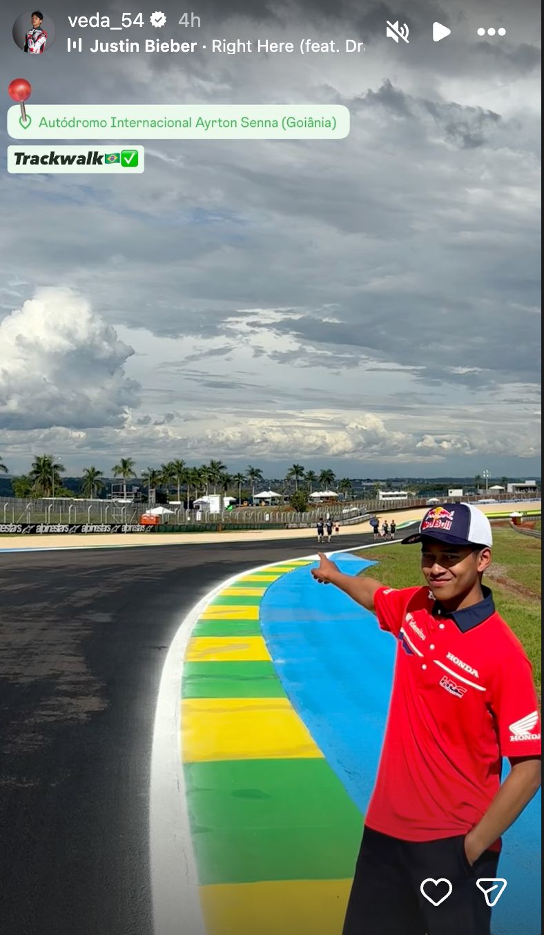 Veda Ega Pratama bersiap menatap Moto3 Brasil.