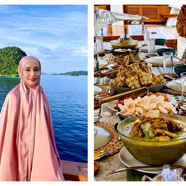 Cinta Laura Lebaran di Atas Kapal Raja Ampat, Tetap Ada Ketupat-Opor!