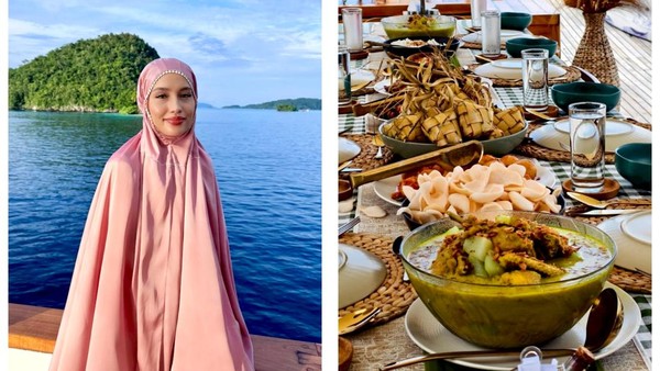 Cinta Laura Lebaran di Atas Kapal Raja Ampat, Tetap Ada Ketupat-Opor!
